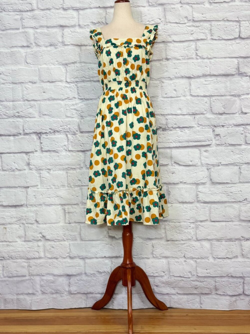 Saint Geraldine Cream Cotton Floral Polka Dot Sun Dress
